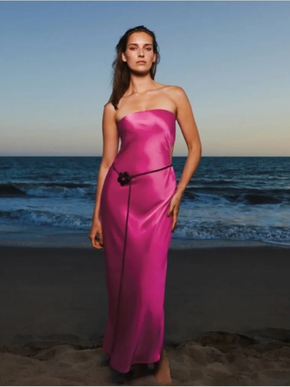 NWT Reformation Nevaeh Satin Dress Hot Pink Draped Slip Sz L